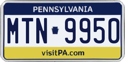 PA license plate MTN9950