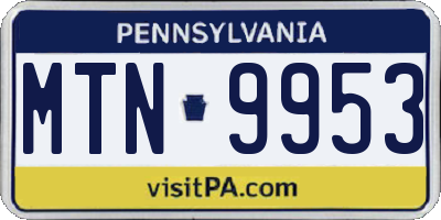 PA license plate MTN9953