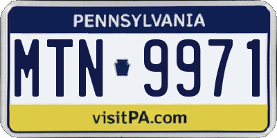 PA license plate MTN9971