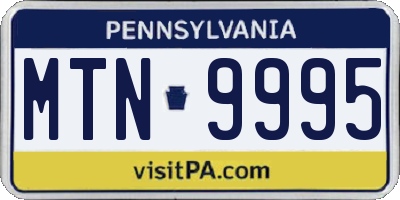 PA license plate MTN9995