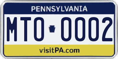 PA license plate MTO0002