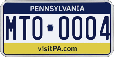 PA license plate MTO0004