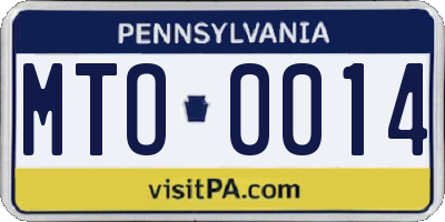 PA license plate MTO0014