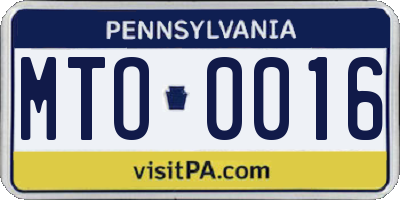 PA license plate MTO0016