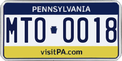 PA license plate MTO0018