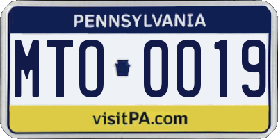 PA license plate MTO0019