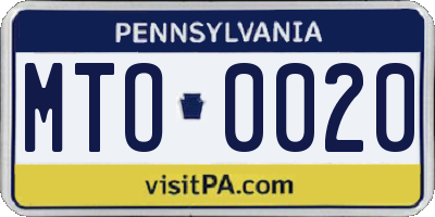 PA license plate MTO0020
