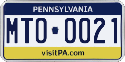 PA license plate MTO0021
