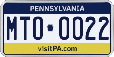 PA license plate MTO0022