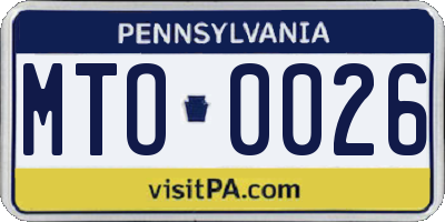 PA license plate MTO0026