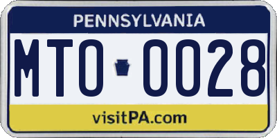 PA license plate MTO0028