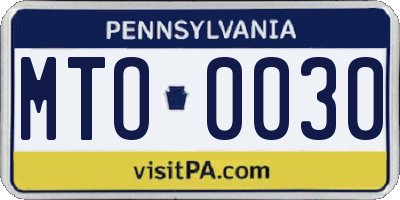 PA license plate MTO0030