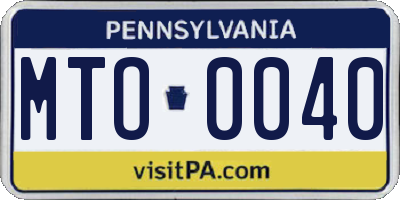 PA license plate MTO0040