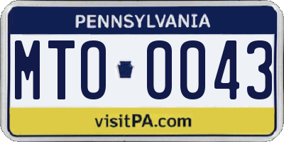 PA license plate MTO0043