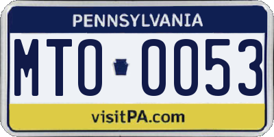 PA license plate MTO0053