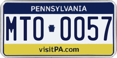 PA license plate MTO0057