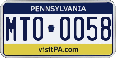 PA license plate MTO0058