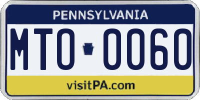 PA license plate MTO0060