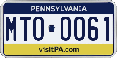 PA license plate MTO0061