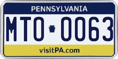 PA license plate MTO0063