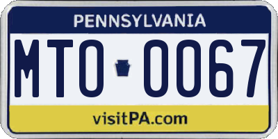 PA license plate MTO0067