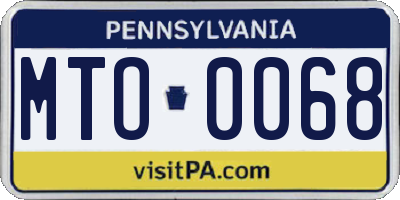 PA license plate MTO0068