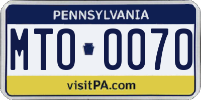 PA license plate MTO0070