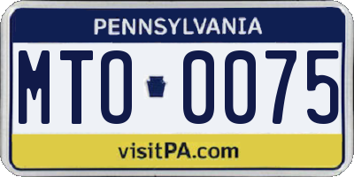 PA license plate MTO0075