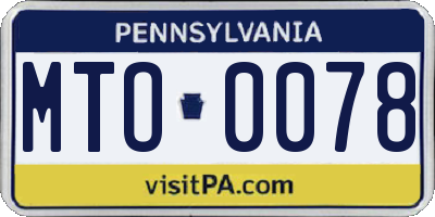 PA license plate MTO0078