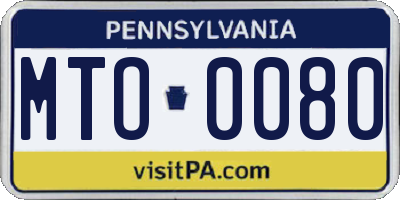 PA license plate MTO0080