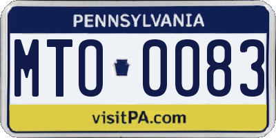 PA license plate MTO0083