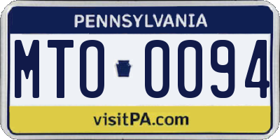 PA license plate MTO0094