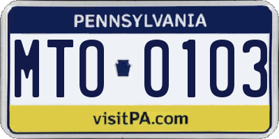 PA license plate MTO0103