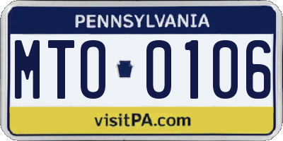 PA license plate MTO0106