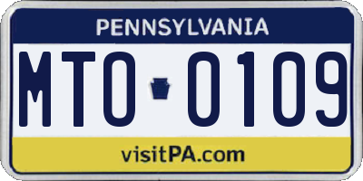 PA license plate MTO0109