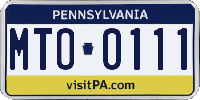 PA license plate MTO0111