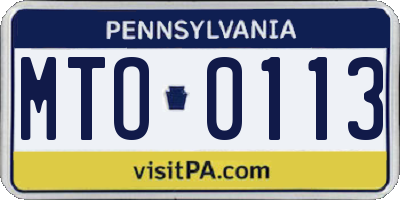 PA license plate MTO0113