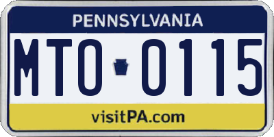 PA license plate MTO0115