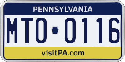 PA license plate MTO0116