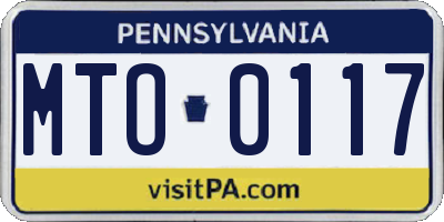 PA license plate MTO0117