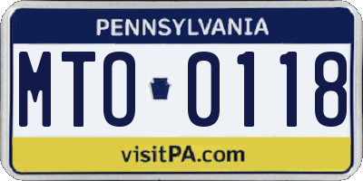 PA license plate MTO0118