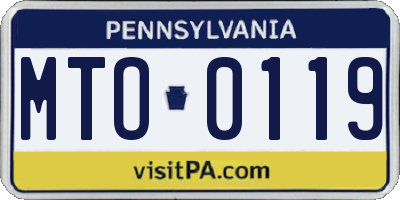 PA license plate MTO0119