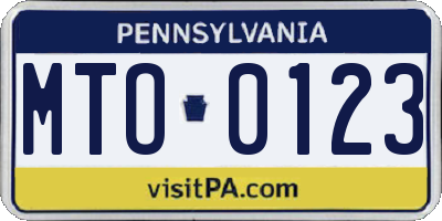 PA license plate MTO0123
