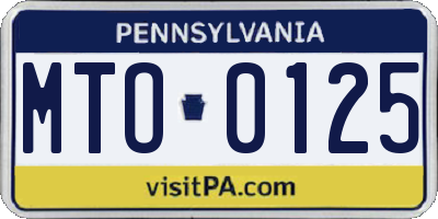 PA license plate MTO0125