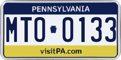 PA license plate MTO0133