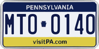 PA license plate MTO0140