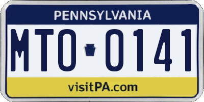 PA license plate MTO0141