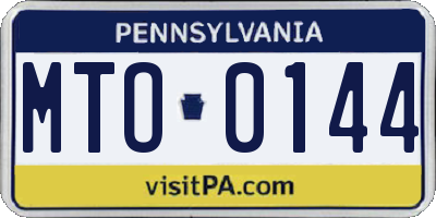 PA license plate MTO0144