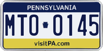 PA license plate MTO0145