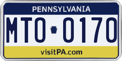 PA license plate MTO0170